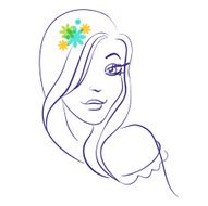 Beautiful girl silhouette in with flowers
