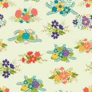 Romantic seamless pattern of floral bouquets in retro style N2