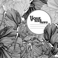 vector frame of monochrome fantastic flowers