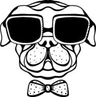 Dog with bow tie and glasses N3