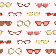 Seamless pattern fashion isolated sunglasses set