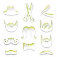 Barbershop white paper shapes collection &ndash; Mustaches Beards &amp; More