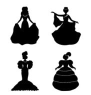 Black isolated women silhouettes