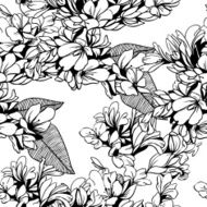 seamless monochrome vector pattern from abstract flowers N12