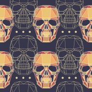 Conceptual polygonal human skull Abstract vector seamless pattern