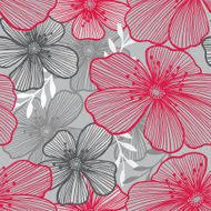 seamless vector vintage retro pattern of abstract flowers and leaves