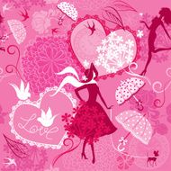 Seamless pattern - Silhouettes of fashionable girls