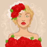 Retro blonde with roses