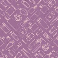 Bottles of perfume seamless pattern hand-drawn