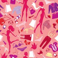 Seamless pattern - Silhouettes of fashionable girls N2