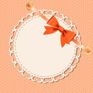 Vector greeting card with frame and bow N9