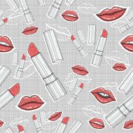 Lips and lipsticks beauty seamless pattern N2