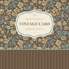 Vector vintage card Stylized silhouettes of flowers and berries