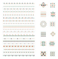 Ethnic set of Pattern Brushes plus decor elements Isolated N4