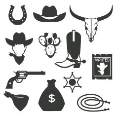 Wild west cowboy objects and design elements N3