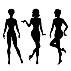 Silhouettes of beautiful pin up girls 1950s style N3