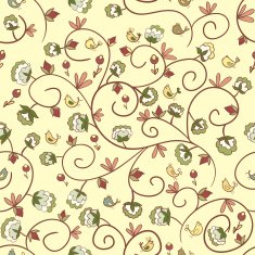 flowers and birds Endless floral pattern N3