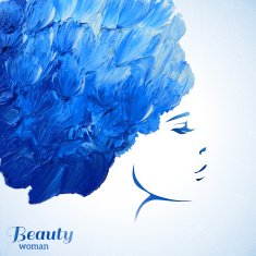 Watercolor Fashion Woman with Long Hair Vector Illustration N3