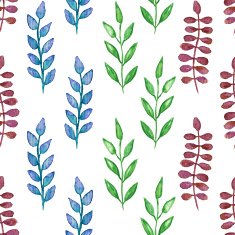 Seamless hand painted green herb pattern N2
