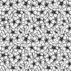 seamless background in black-and-white Blossoming branches of trees