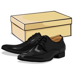 Vector Cartoon Classical Men Shoes with Shoebox