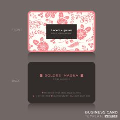 Cute Business card Template with pink floral pattern background