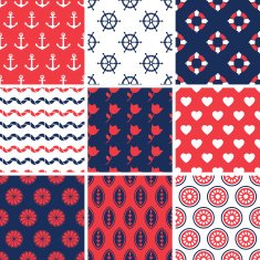 Set of simple seamless abstract summer patterns Vector colorful background