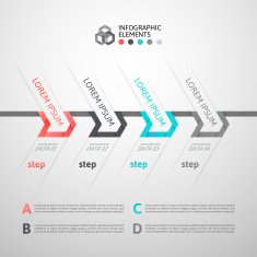Modern business step origami style options banner N37