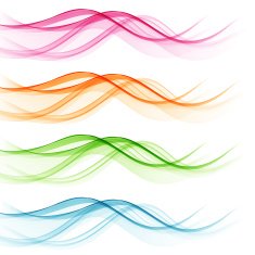 Set of abstract color wavy lines N4