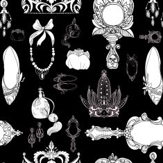 Seamless princess accessories on black