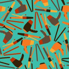 Hairdressing tools seamless pattern in retro style N2