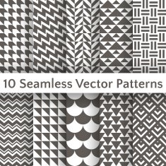 Fashionable geometric seamless pattern set Vector illustration