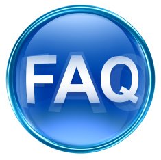 FAQ icon blue glass isolated on white background N2