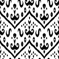 Black and white ikat middle east fabric seamless pattern