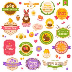 Easter scrapbook set Labels ribbons and other elements