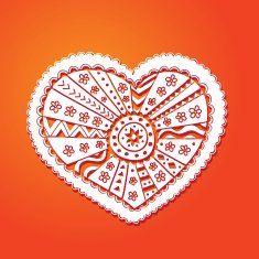 Valentine's white Lace heart on the red background