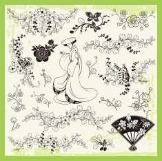 Japanese Traditional Ornaments Vector Set