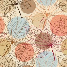 Seamless pattern with autumn leaves in a retro style N4