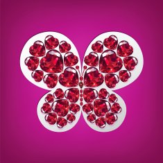 Bright butterfly of rubies heart-shaped
