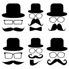 Set mustache hats glasses N2