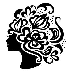 Beautiful woman silhouette with flowers N2