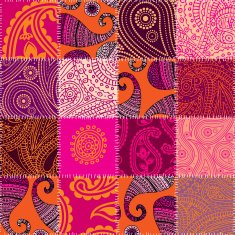Imitation of quilting design in indian style with paisley orname