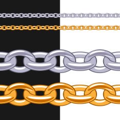 Set of anchor chains metal brushes - golden and silver