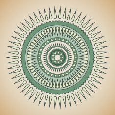 Green and beige tribal circle design
