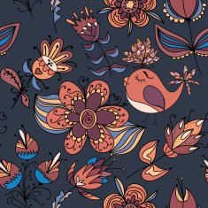 Seamless texture with flowers and birds N33