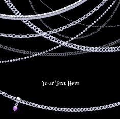 Assorted silver chains on black background with glass bead pendant