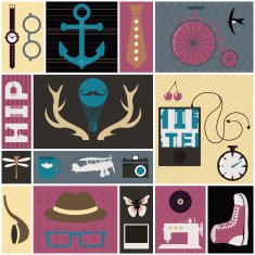 Set of hipster themed objects N2