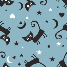 Seamless pattern with black cats N3