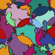 Seamless pattern of colorful turtles