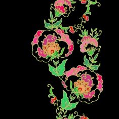 Seamless border vector pattern with blossoming flowers